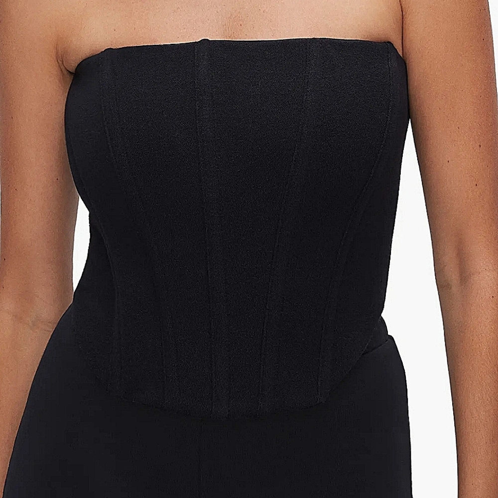 Good american Strapless Brushed Fleece Corset Top